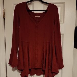 We The Free Deep Red Flowy Tunic